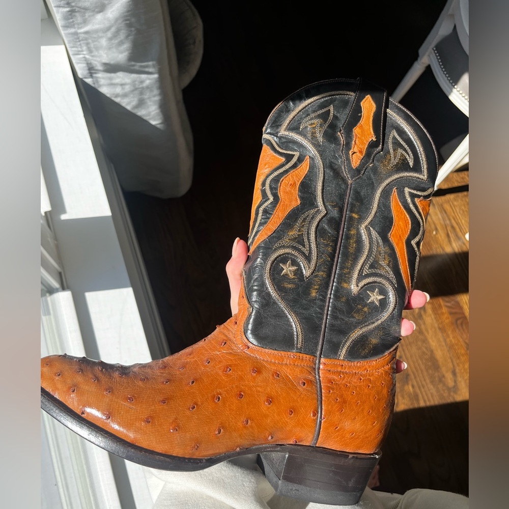 Vintage ostrich skin cowgirl boots.